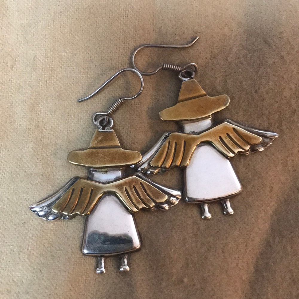 Silver and brass earrings